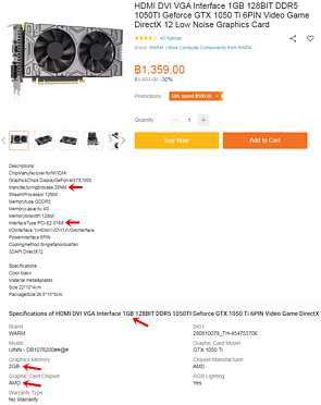 falsche GeForce GTX 1050 Ti